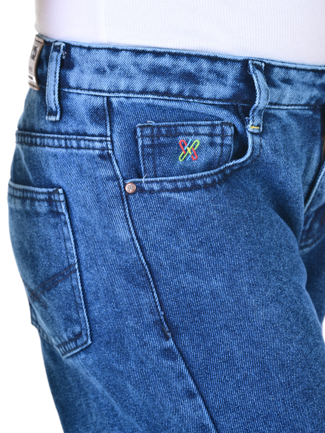 Knit N Knot Girls' Wide Flaring Fit High Waist Blue Cloud Jeans