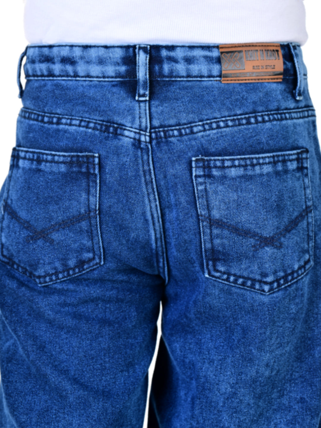 Knit N Knot Girls' Wide Flaring Fit High Waist Blue Cloud Jeans