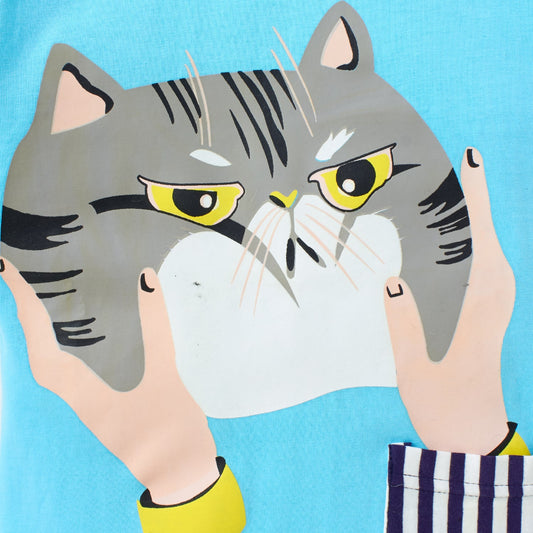 Knit N Knot Boys' Sky Blue Cat Print T-shirt and Shorts Combo Set