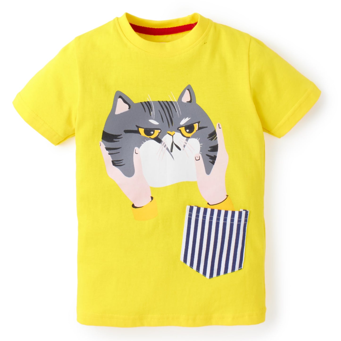 Knit N Knot Boys' Lemon Yellow Cat Print T-shirt and Shorts Combo Set