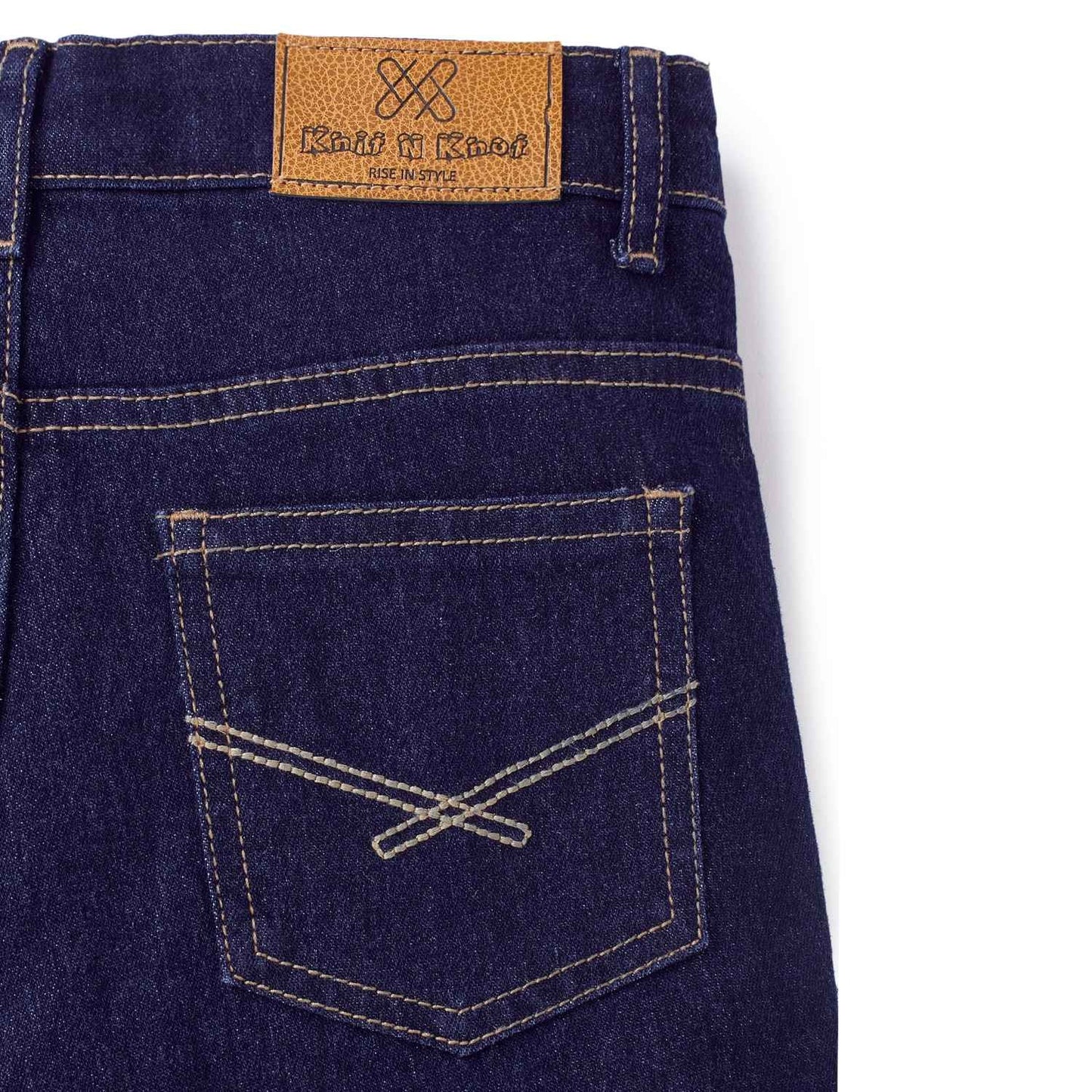 Knit N Knot Boys' Slim Fit Stretchable Raw Indigo Jeans