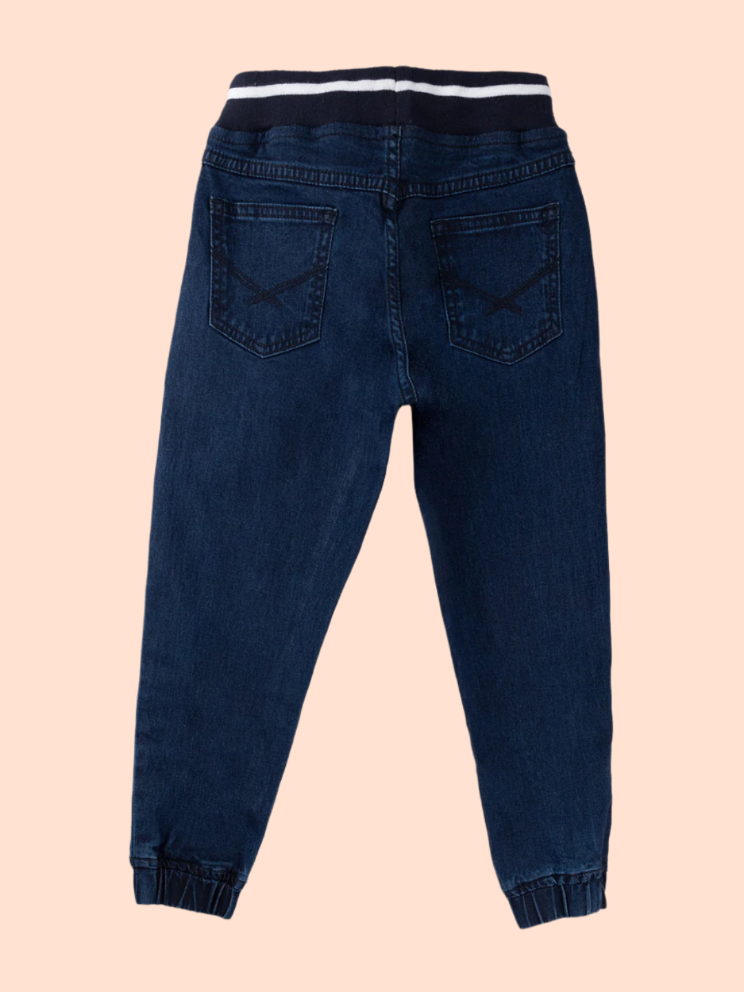 Knit N Knot Boys' Stretchable Navy Jogger with Embroidery Design