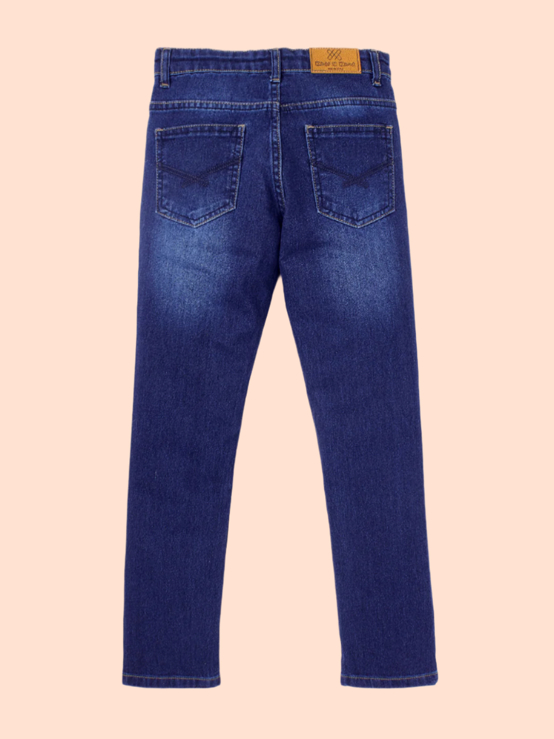 Knit N Knot Boys' Slim Fit Stretchable Indigo Faded Jeans