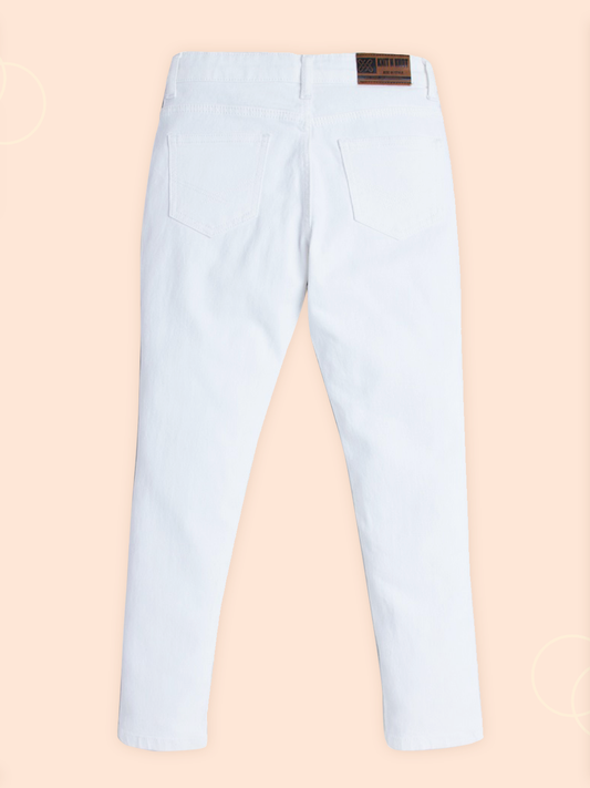 Knit N Knot Girls' Slim Fit Low Waist Stretchable White Jeans