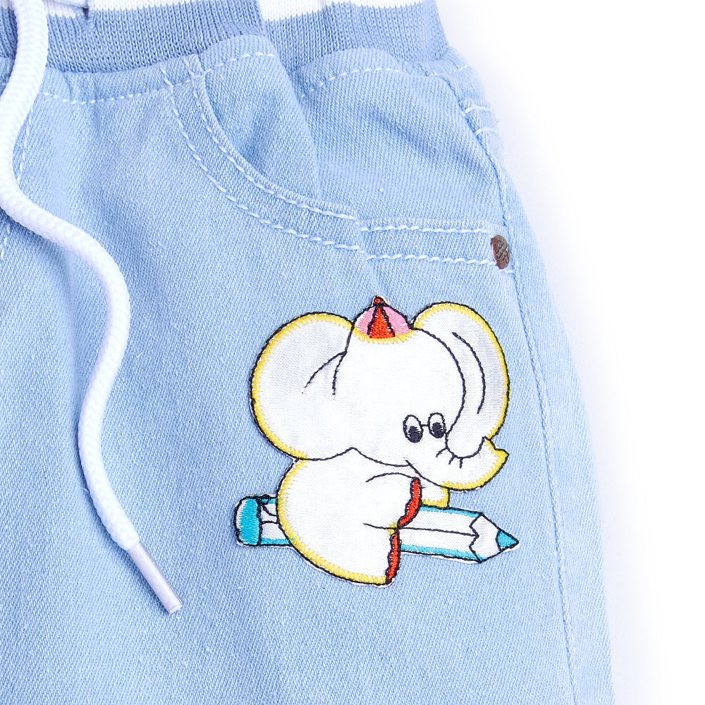 Knit N Knot Boys' Light Blue Jogger with Design