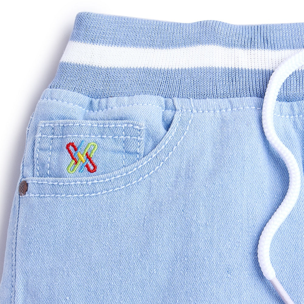 Knit N Knot Boys' Light Blue Jogger with Design