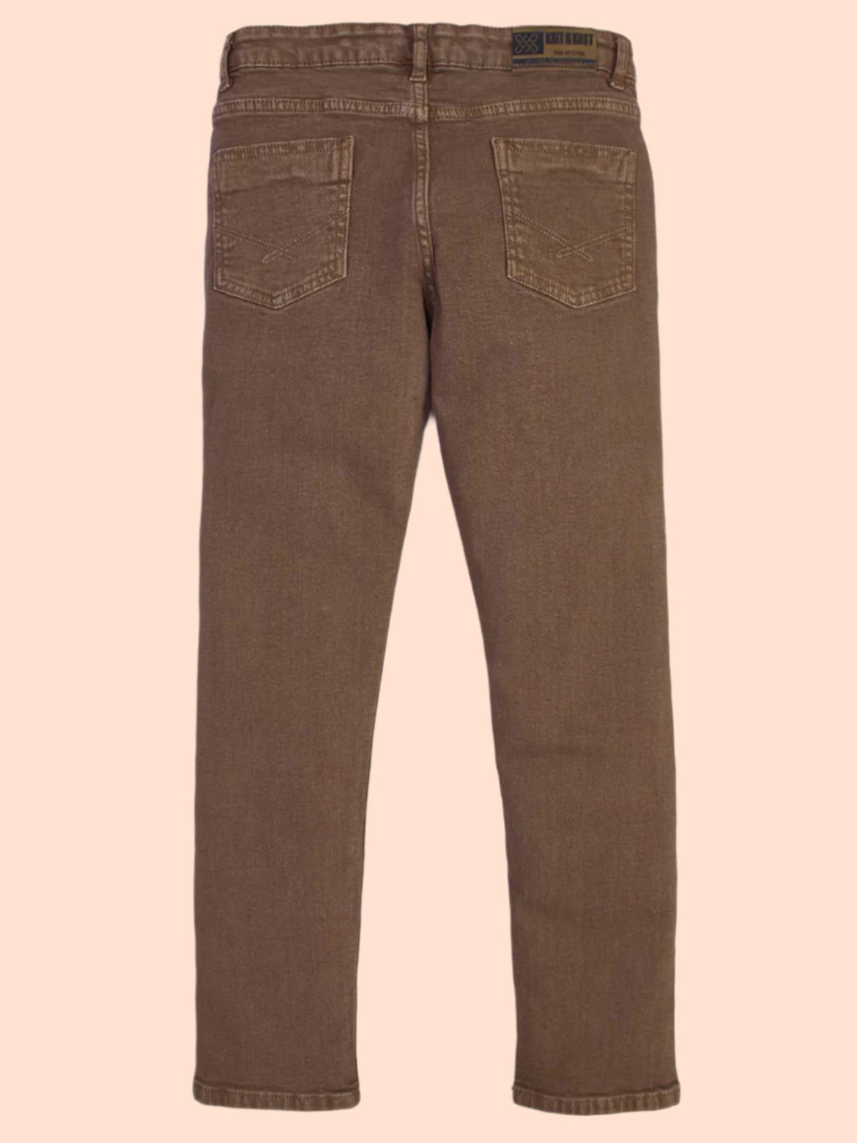 Knit N Knot Boys' Slim Fit Stretchable Brown Jeans
