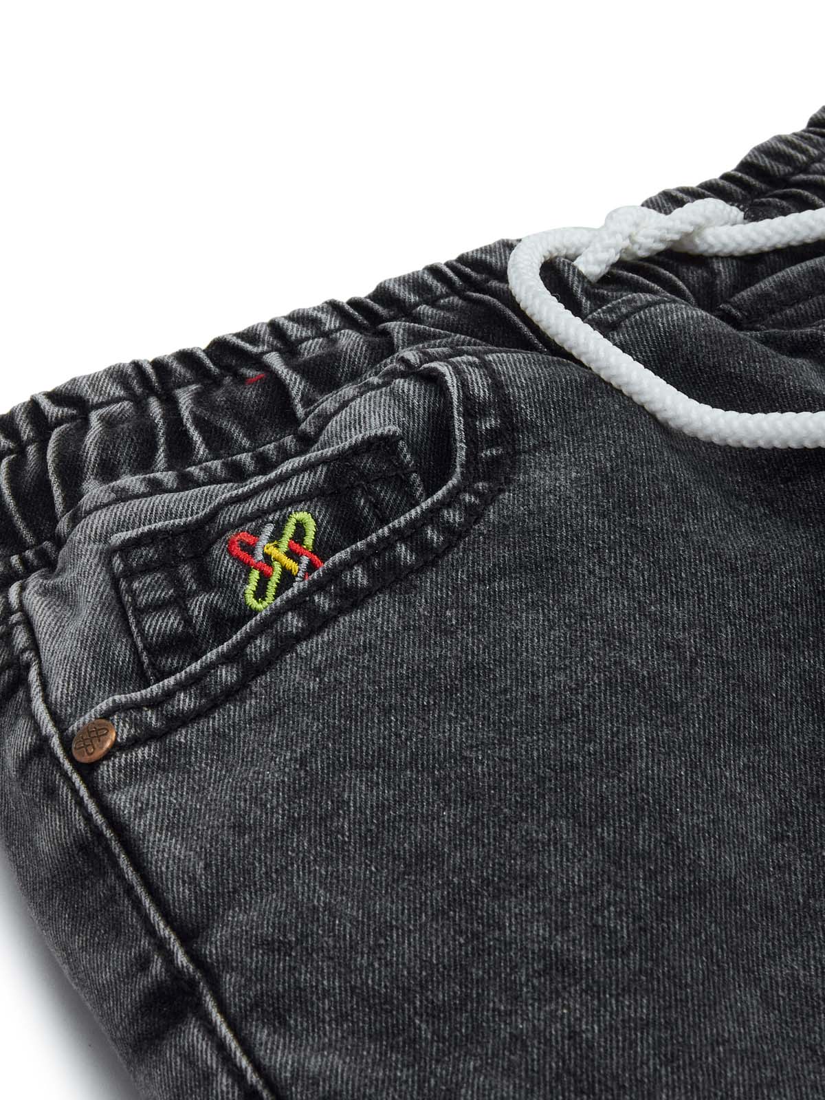 Knit N Knot Boys' Cargo Pants Stretchable Relaxed Fit, Elastic Waist with Drawstring, Stylish Black Denim Durable Comfortable, 7 Pockets, Soft Cotton, Versatile Kids’ Casual Wear