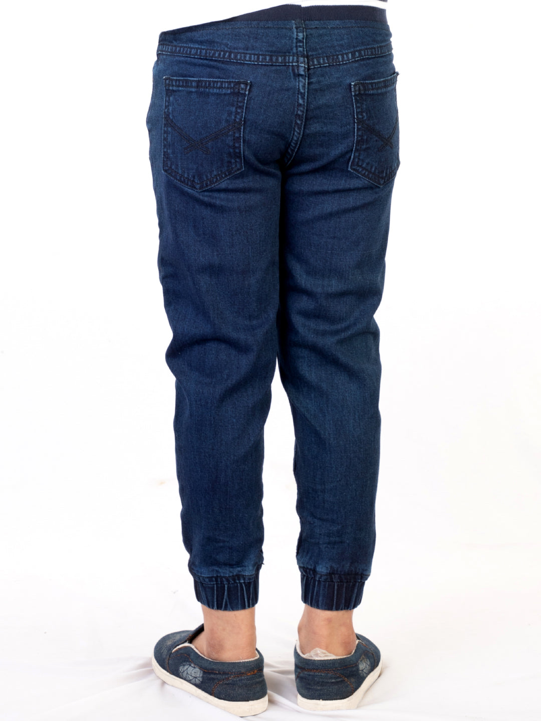 Knit N Knot Boys' Stretchable Navy Jogger with Embroidery Design