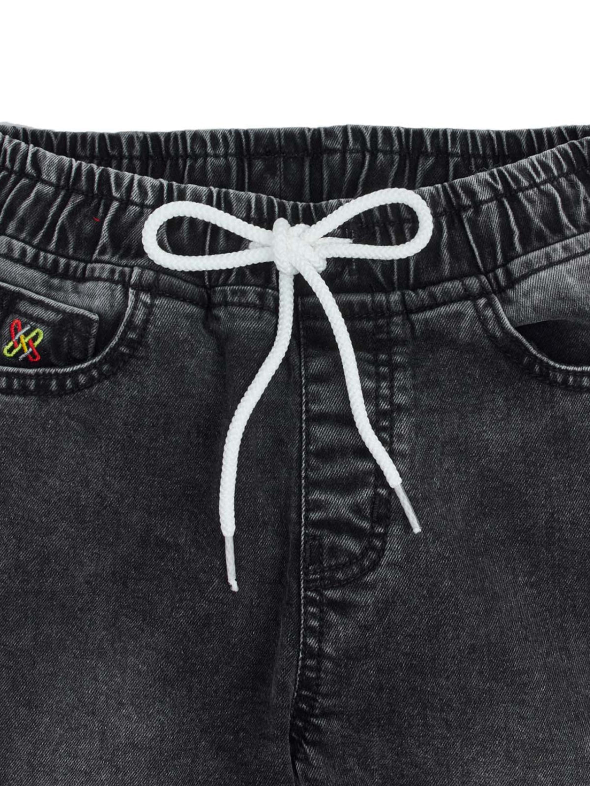Knit N Knot Boys' Cargo Pants Stretchable Relaxed Fit, Elastic Waist with Drawstring, Stylish Black Denim Durable Comfortable, 7 Pockets, Soft Cotton, Versatile Kids’ Casual Wear
