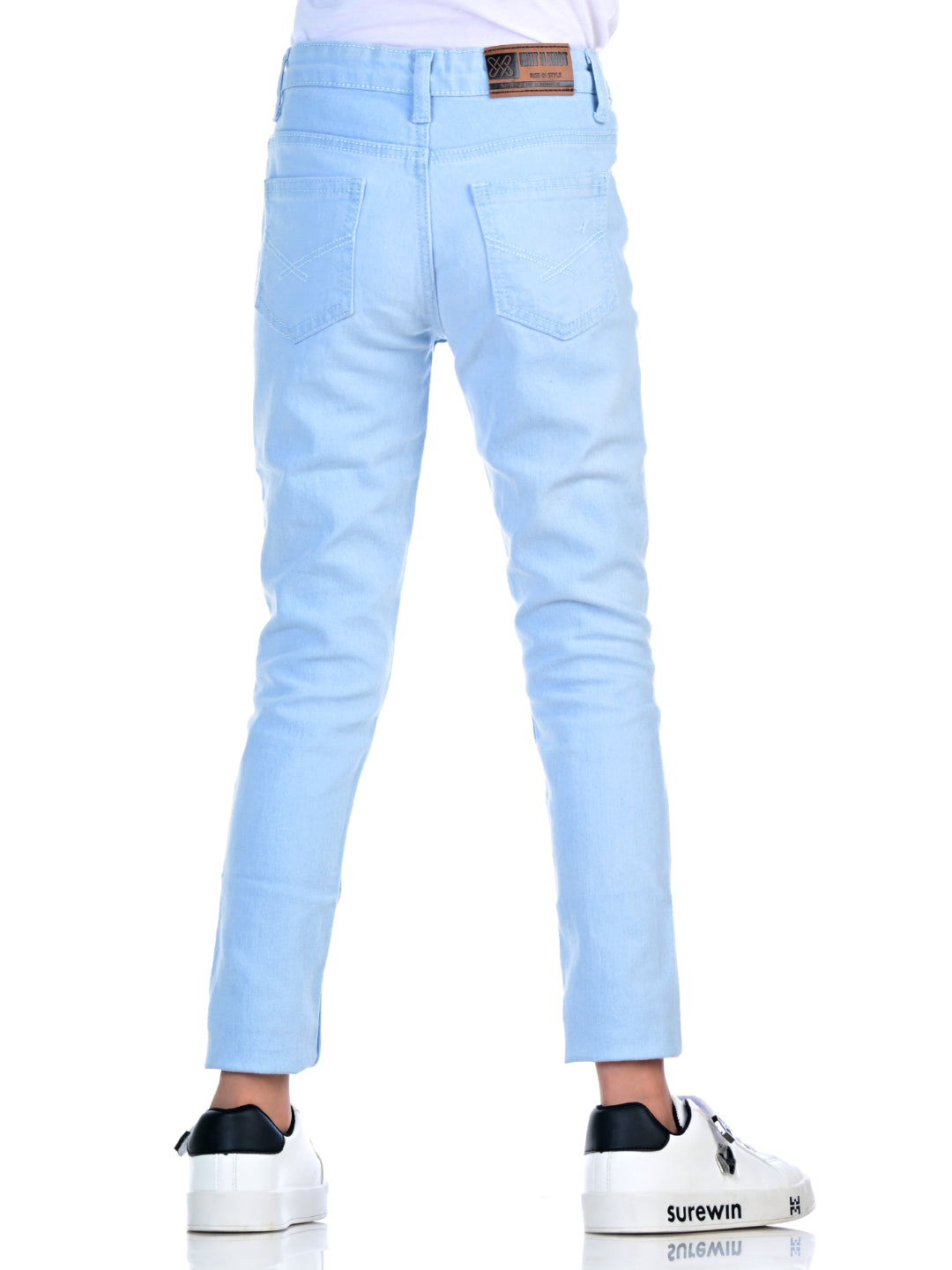 Knit N Knot Girls' Slim Fit Low Waist Stretchable Light Blue Jeans