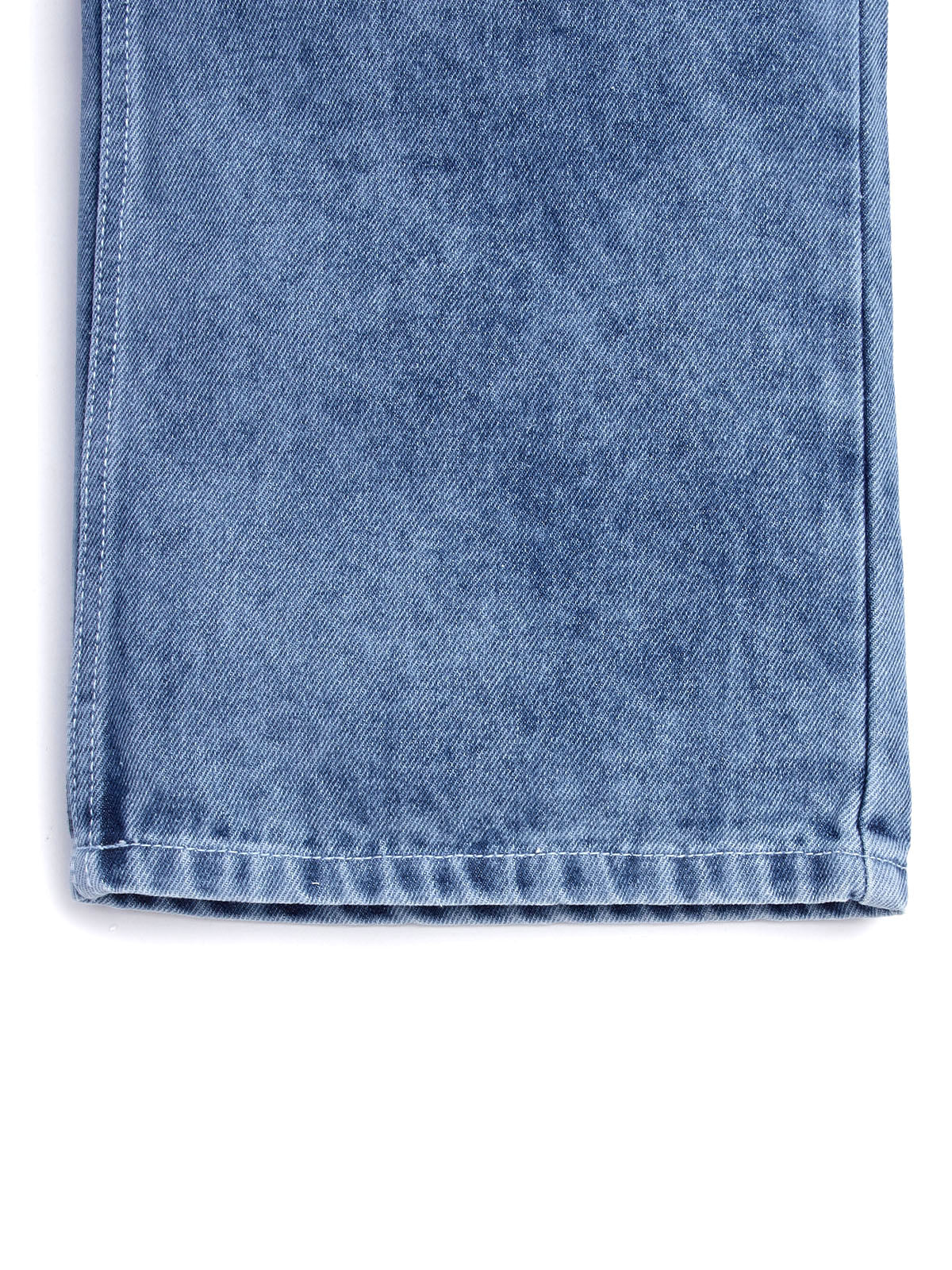 Knit N Knot Girls' Kids Premium Blue Wide Leg high Rise Flared fit, Relaxed Loose Mist Cloud Washed Bottom Effect Jeans | Regular Casual Festival Occassional Wear | Non Stretch | Adjustable Waist