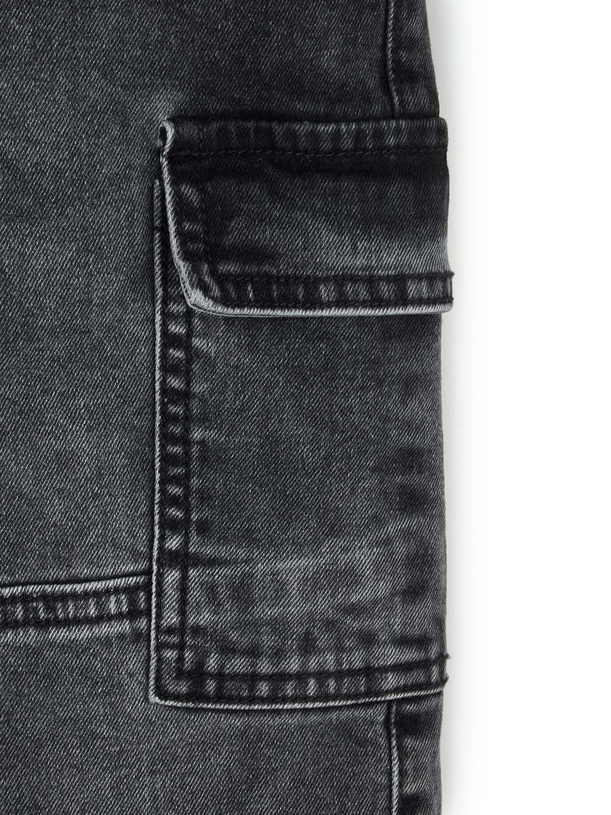 Knit N Knot Boys' Cargo Pants Stretchable Relaxed Fit, Elastic Waist with Drawstring, Stylish Black Denim Durable Comfortable, 7 Pockets, Soft Cotton, Versatile Kids’ Casual Wear