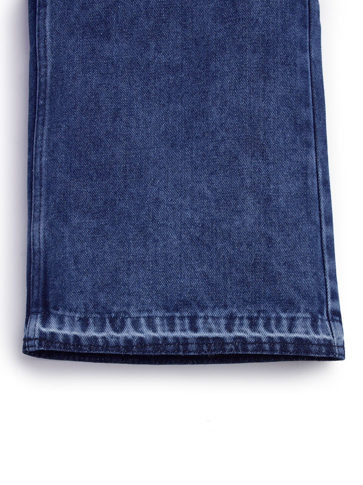 Knit N Knot Girls' Kids Premium Indigo Blue Wide Leg high Rise Flared fit, Relaxed Loose Ruptured Cloud Bottom Effect Jeans | Regular Casual Festival Occassional Wear | Non Stretch | Adjustable Waist