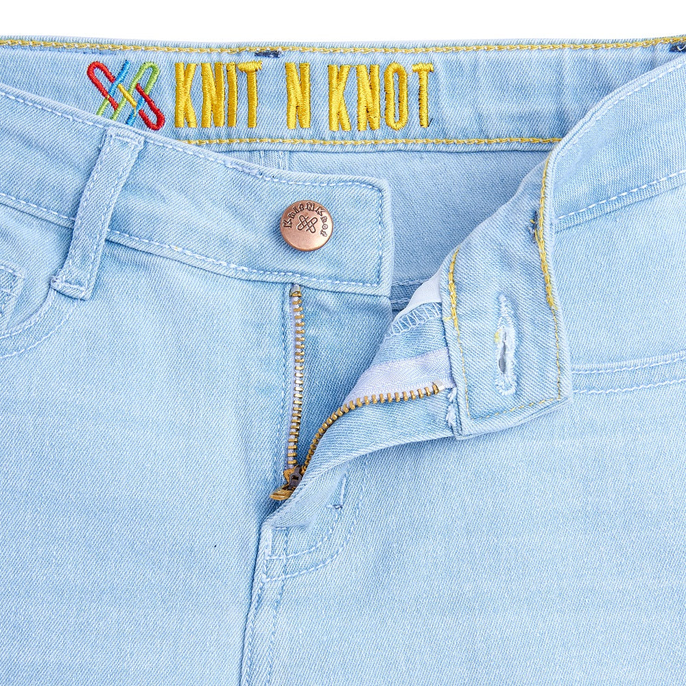 Knit N Knot Girls' Slim Fit Low Waist Stretchable Light Blue Jeans