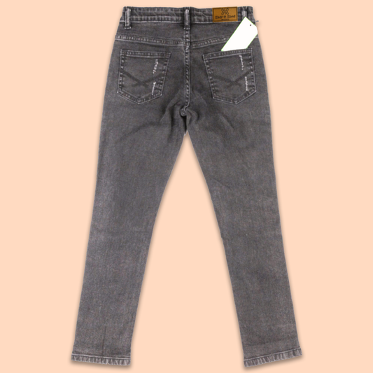 Knit N Knot Boys' Slim Fit Stretchable Black Ripped Jeans