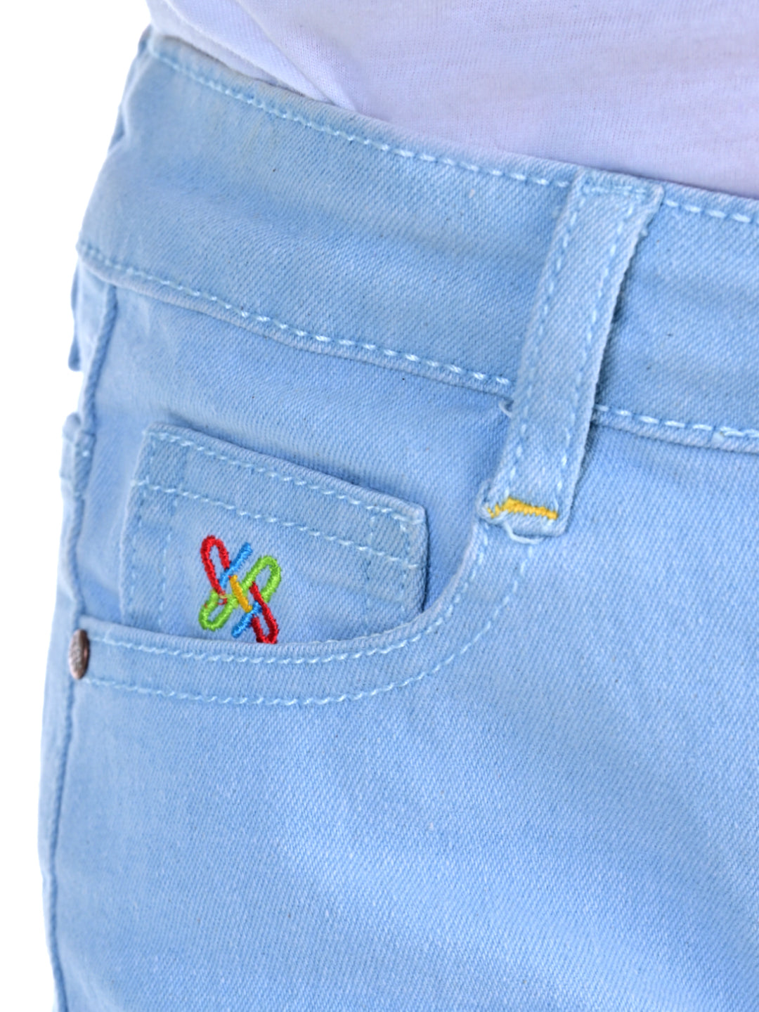Knit N Knot Girls' Slim Fit Low Waist Stretchable Light Blue Jeans