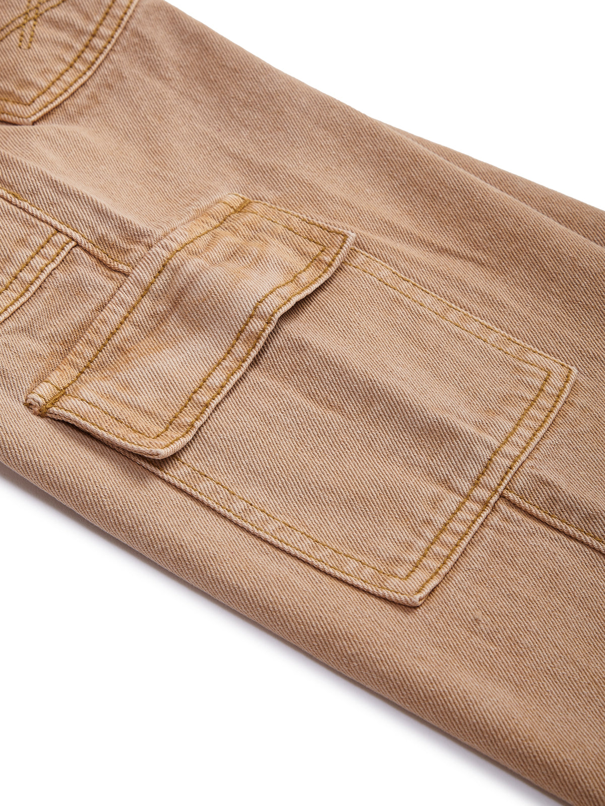 Knit N Knot Girls' 7-Pocket Wide Flared Fit Cotton Denim Cargo Jeans with Elasticated Waist