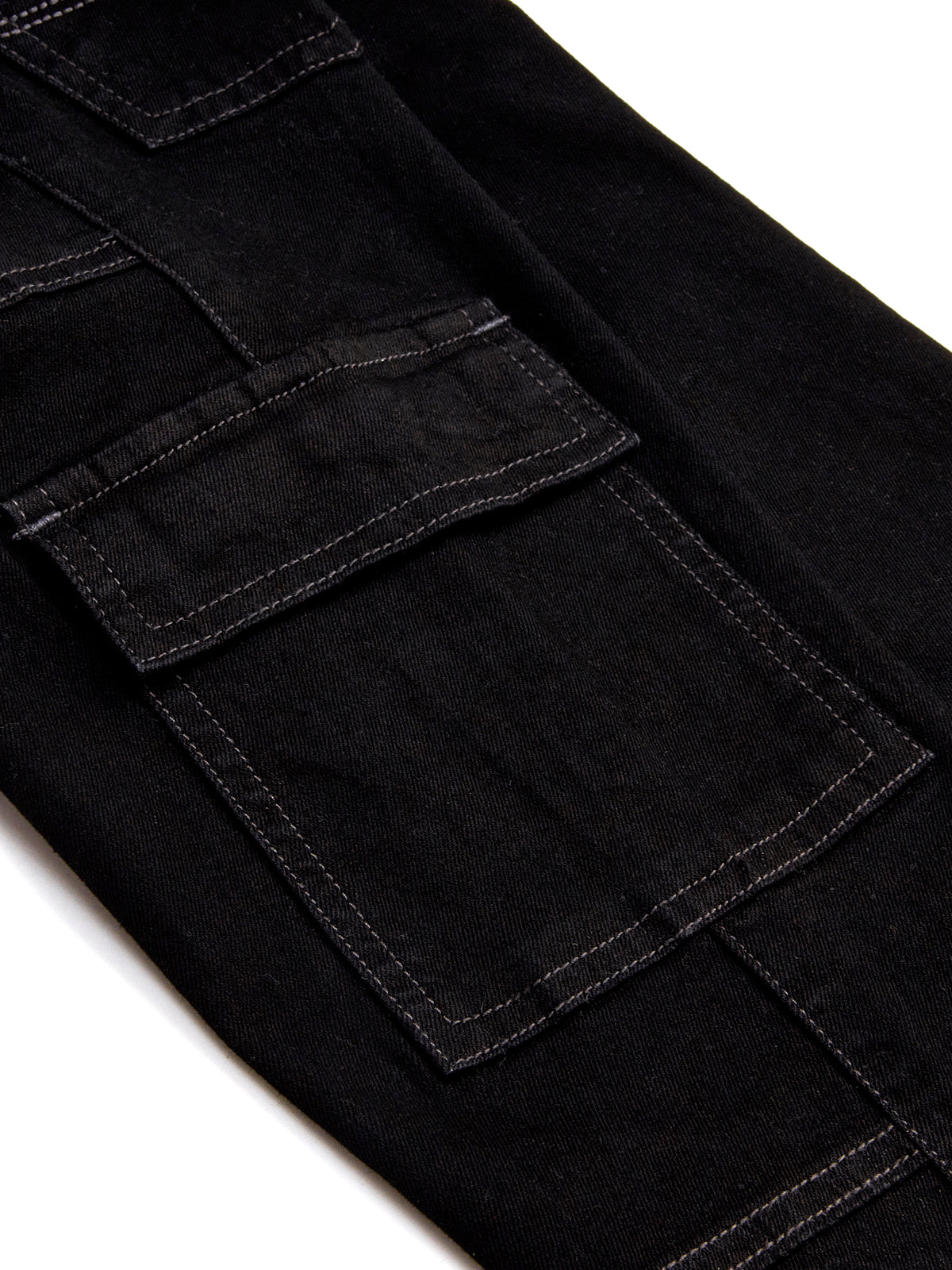 Knit N Knot Boys' Jet Black, Adjustable Waist, Regular Fit Stretchable Cargo Jeans