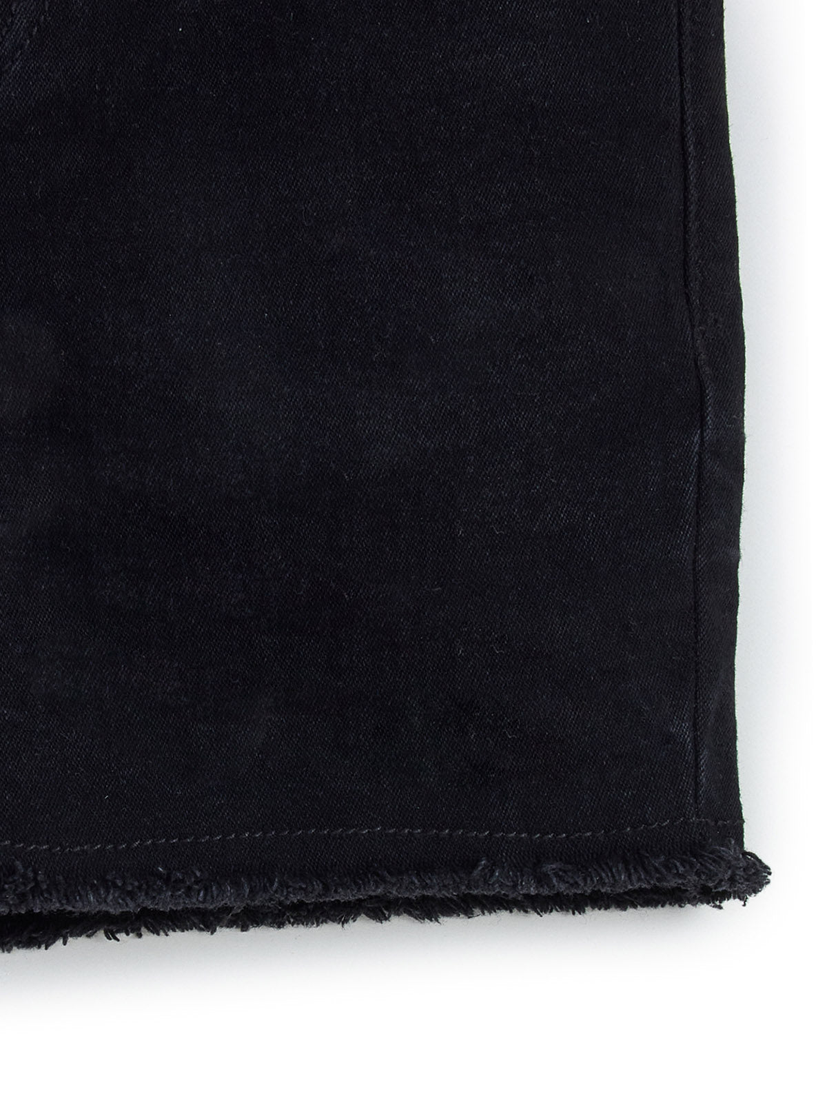 Knit N Knot Girls' Jet Black High Waist Frayed Bottom Denim Shorts