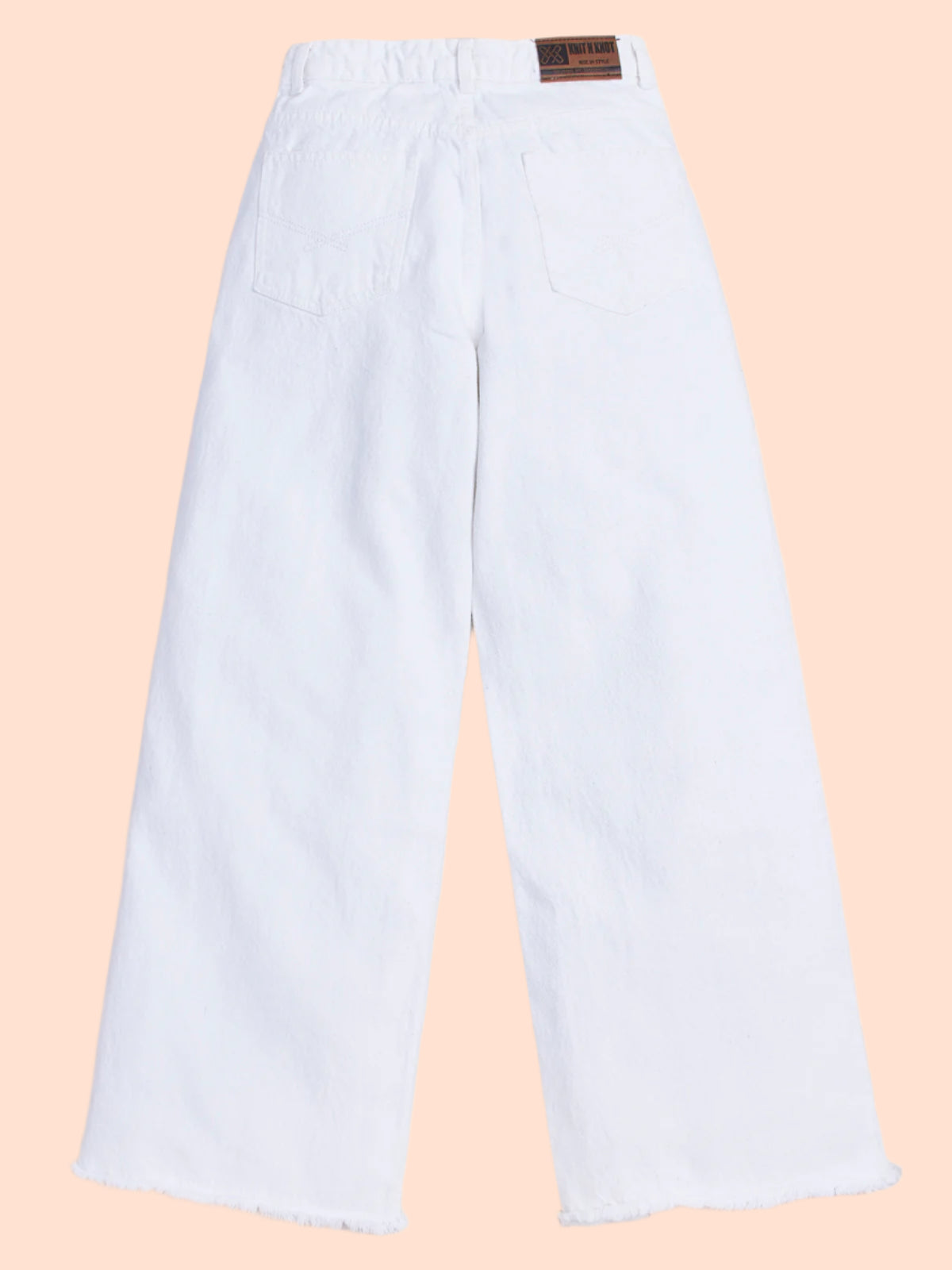 Knit N Knot Girls’ Wide Flared Fit White Jeans