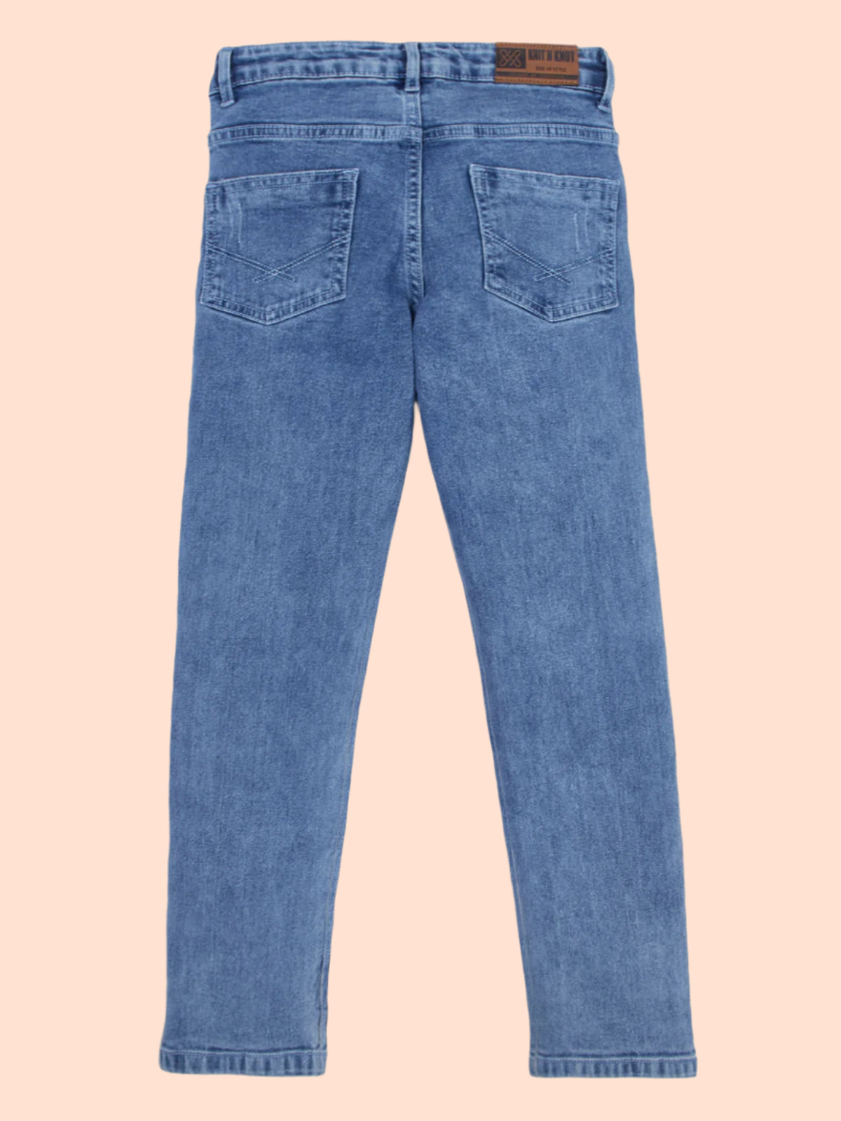 Knit N Knot Boys' Slim Fit Stretchable Blue Cloud Mist Look Jeans