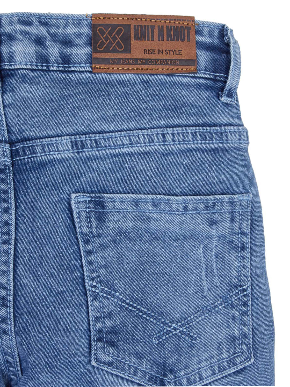 Knit N Knot Boys' Slim Fit Stretchable Blue Cloud Mist Look Jeans