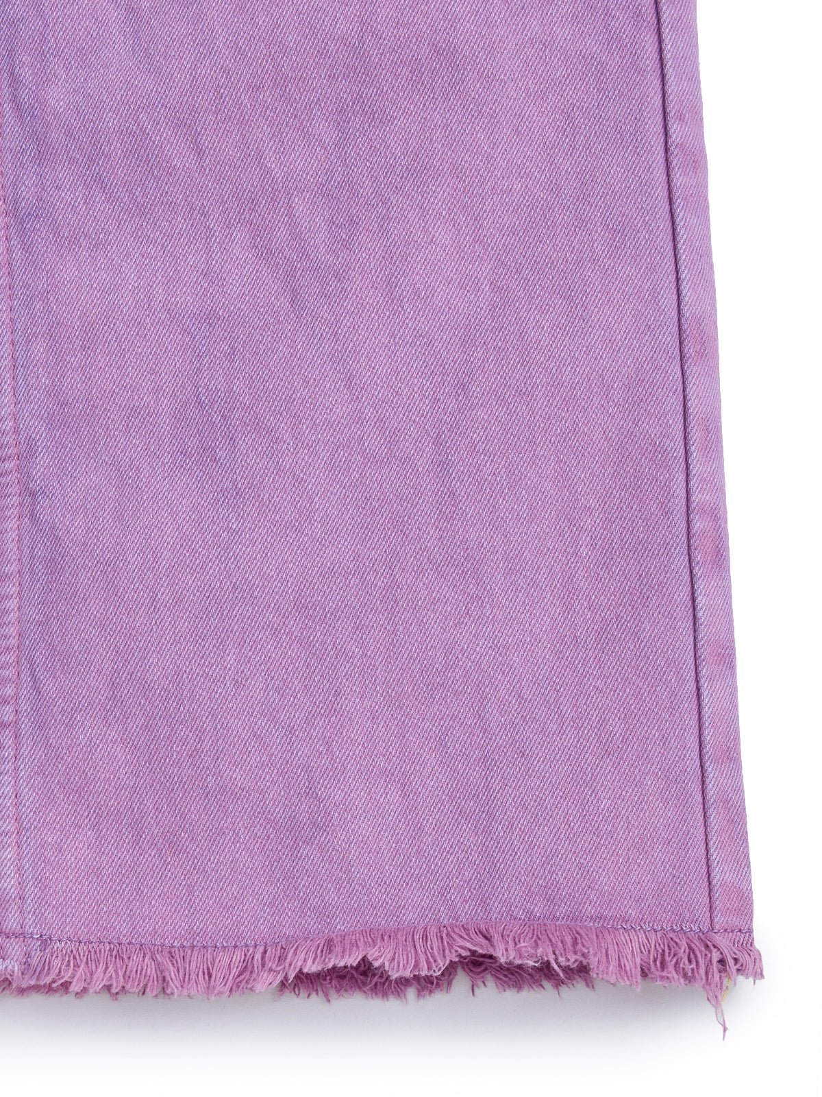 Knit N Knot Girl's Kids Lavender Light Purple Wide Leg Flared Fit Relaxed Loose Colour High Waist Frayed Bottom Jeans | Regular Casual Festival Occassional Wear | Non Stretch | Adjustable Waist