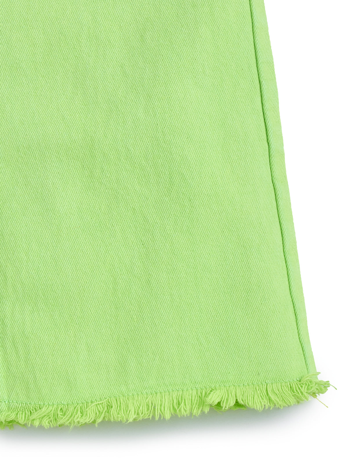 Knit N Knot Girl's Kids Lime Fresh Green Wide Leg Flared Fit Relaxed Loose Colour High Waist Frayed Bottom Jeans | Regular Casual Festival Occassional Wear | Non Stretch | Adjustable Waist