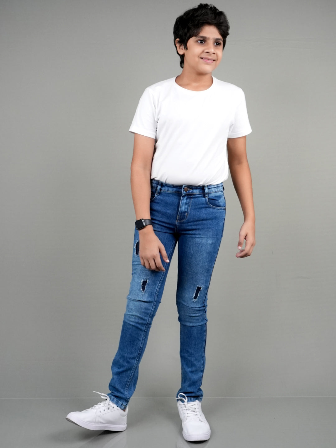 Cool Dude Vibe Blue Ripped- Slim Fit Jeans