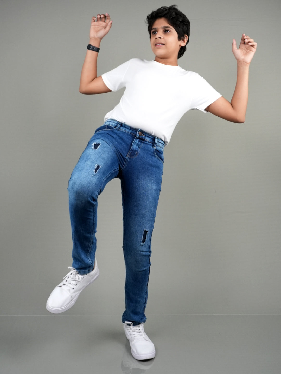 Cool Dude Vibe Blue Ripped- Slim Fit Jeans