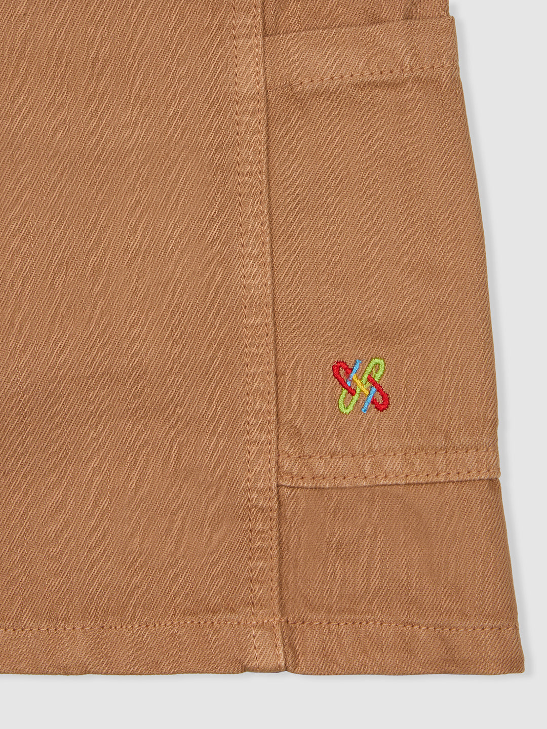 Knit N Knot Girls' Brown Cotton Denim Above-Knee Dungaree