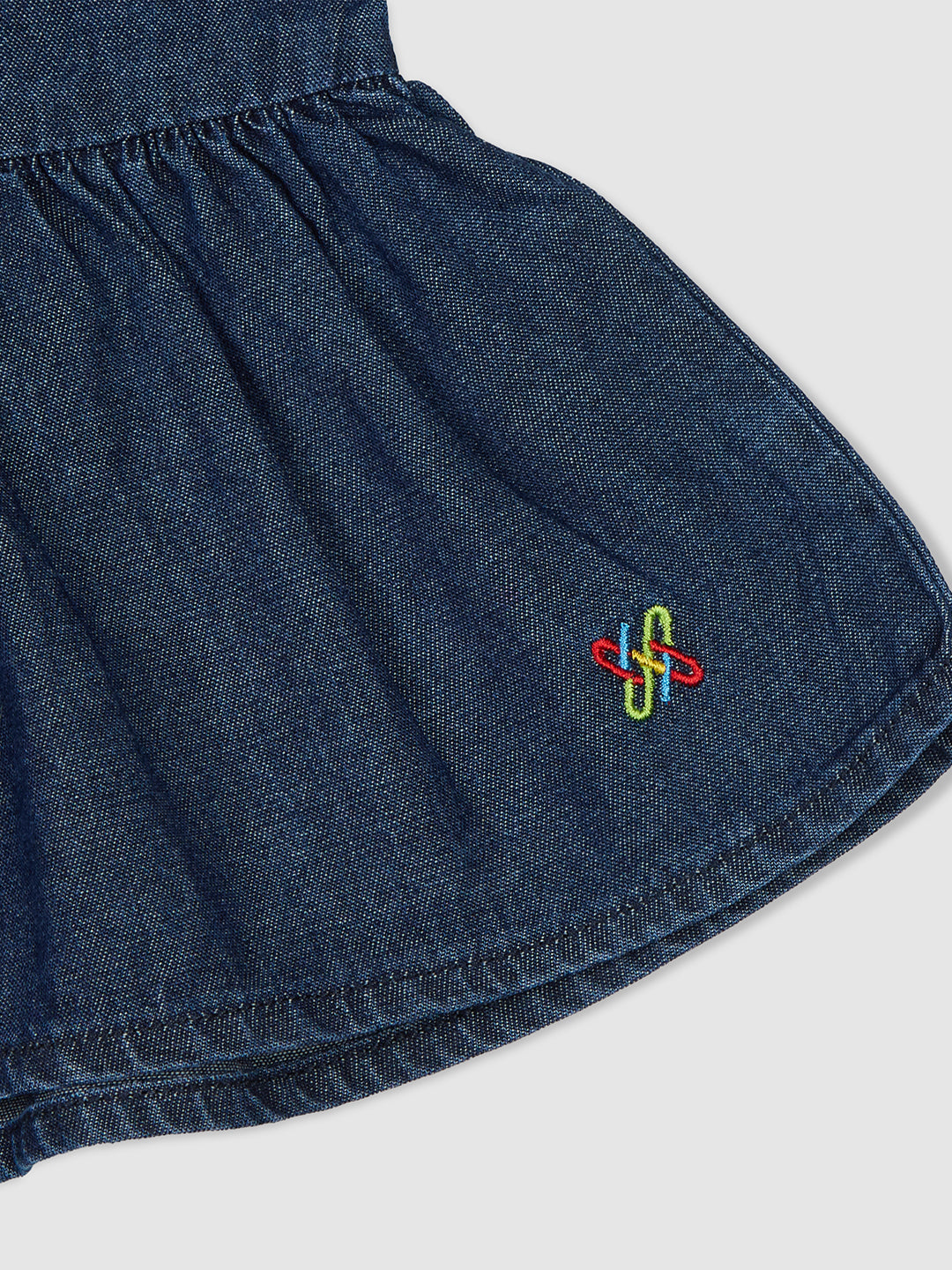 Knit N Knot Girls' Indigo Sleeveless Denim Top with Adjustable Tie-Straps & Frilled Hem