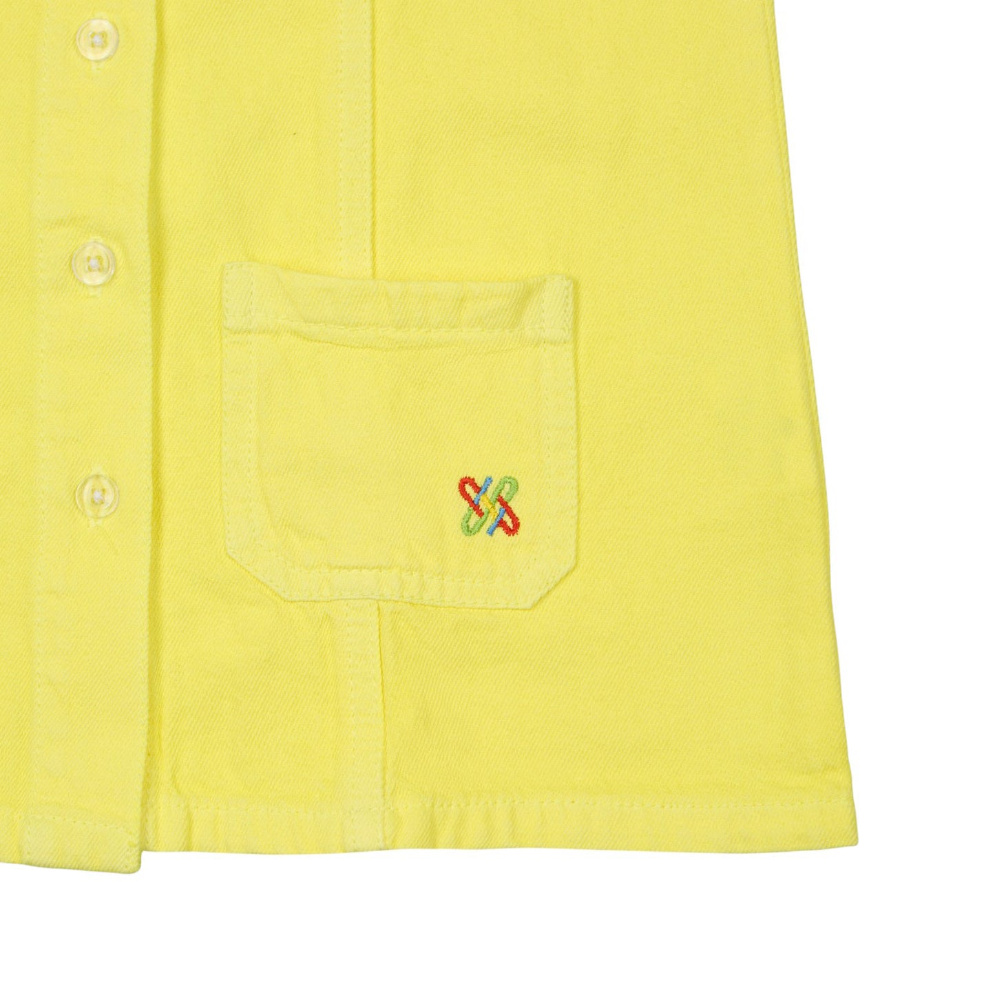 Knit N Knot Girls' Yellow Denim Shirt Dress with Front Buttons & Stitch Detailing – Cotton Dress for Girls
