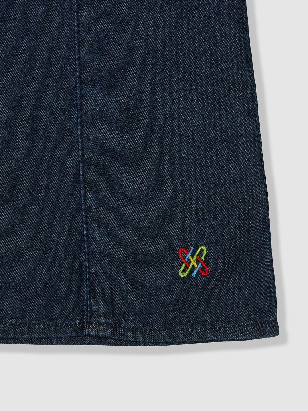 Knit N Knot Girls' Indigo Denim Shirt-Style Top with Puff Sleeves