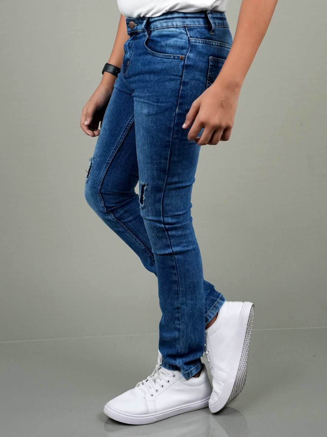 Cool Dude Vibe Blue Ripped- Slim Fit Jeans