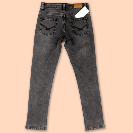 Knit N Knot Boys' Slim Fit Stretchable Black Faded Jeans