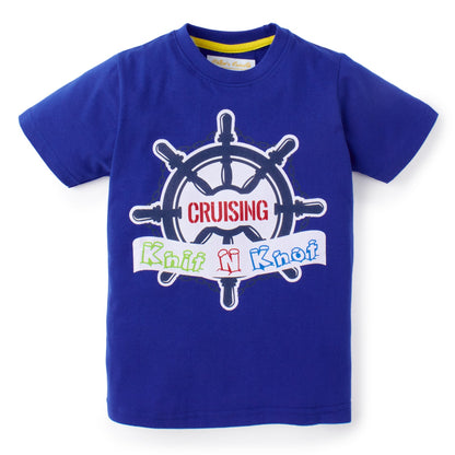 Knit N Knot Boys' Royal Blue Nautical Print T-shirt and Shorts Combo Set