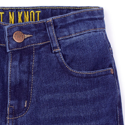 Knit N Knot Boys' Slim Fit Stretchable Indigo Faded Jeans