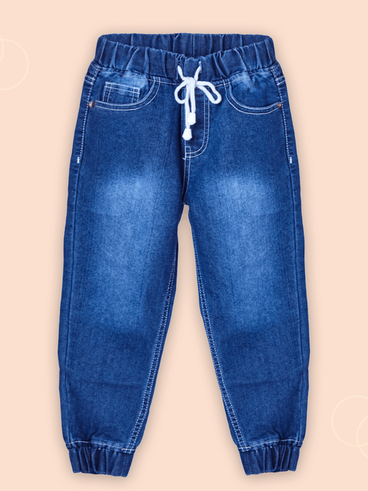 Knit N Knot Boys' Stretchable Blue Faded Jogger