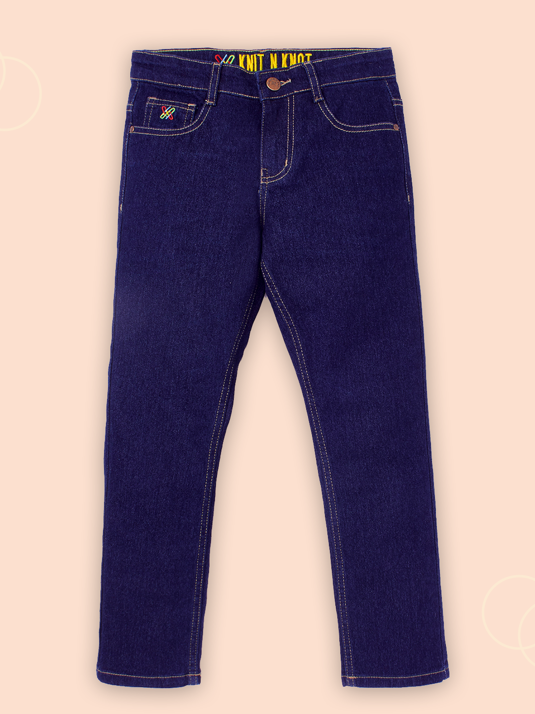 Knit N Knot Boys' Slim Fit Stretchable Raw Indigo Jeans