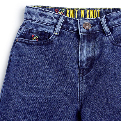 Knit N Knot Girls' Wide Flaring Fit High Waist Blue Cloud Jeans