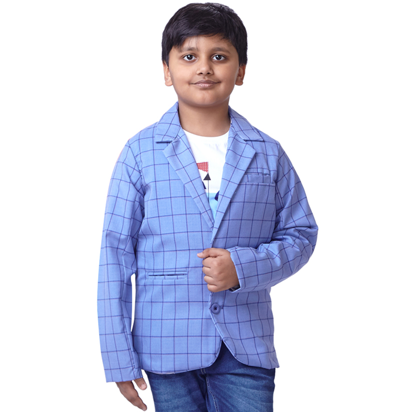 Melange Blue Blazer & Tshirt