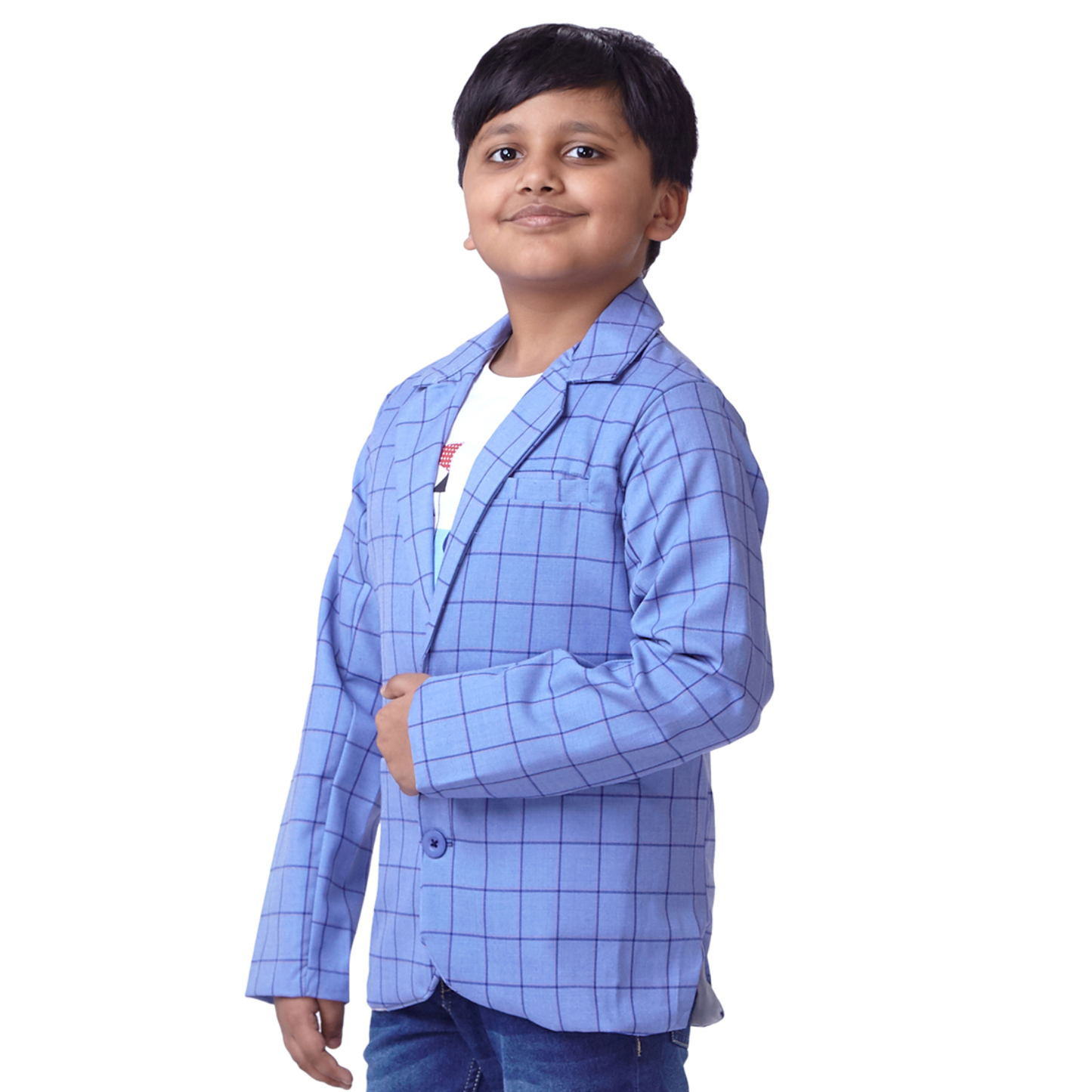 Melange Blue Blazer & Tshirt