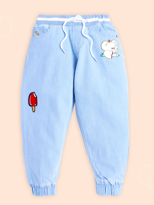 Knit N Knot Boys' Light Blue Jogger with Design