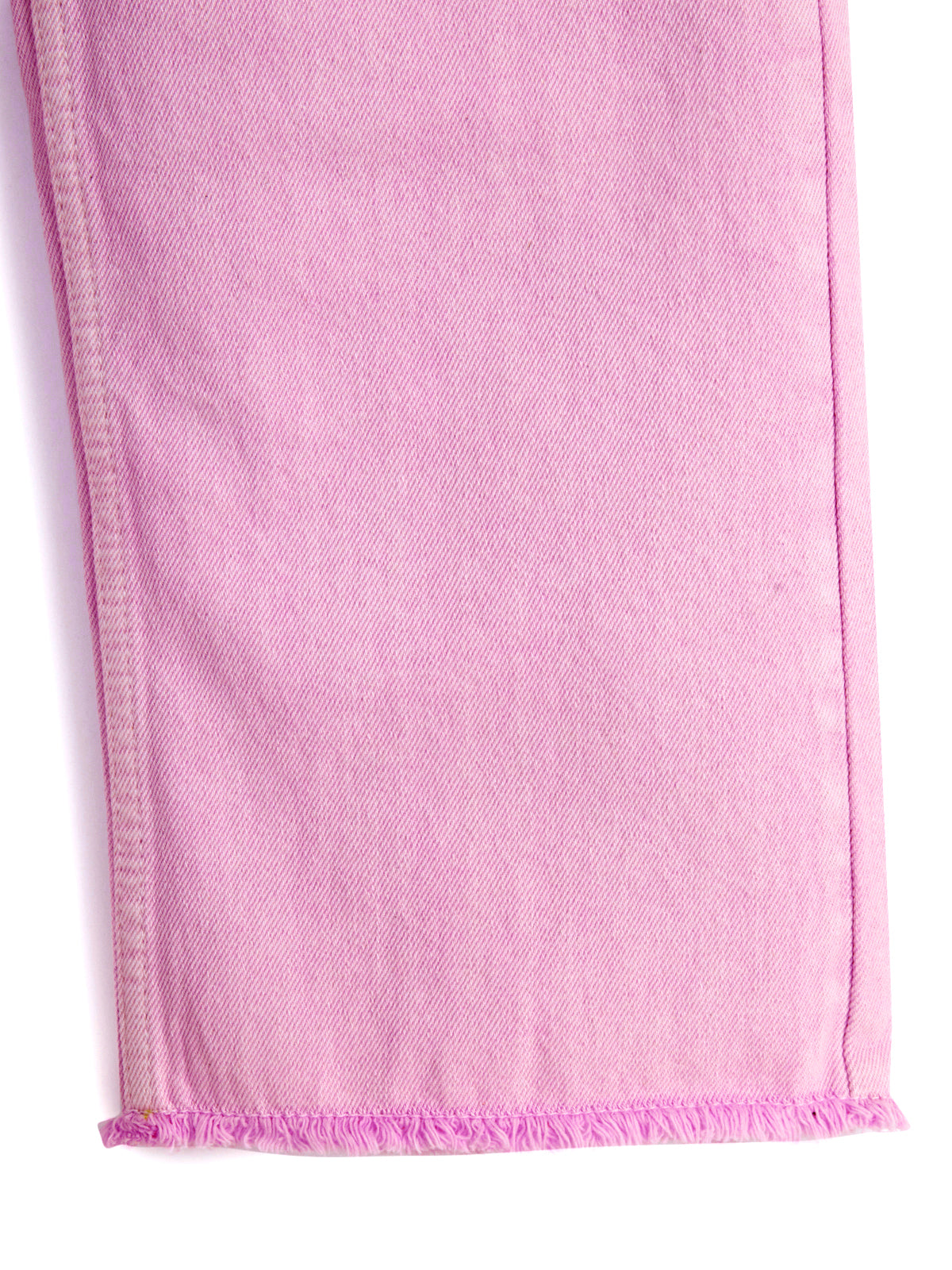 Knit N Knot Girls' Pink Wide Flaring Fit Cotton Denim Jeans with Fringed Hem