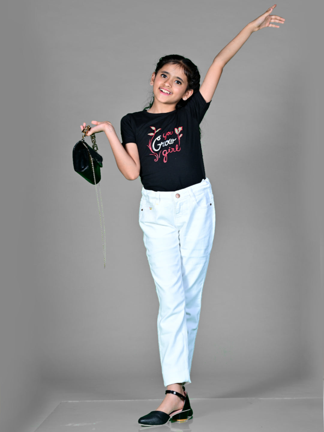 Knit N Knot Girls' Slim Fit Low Waist Stretchable White Jeans