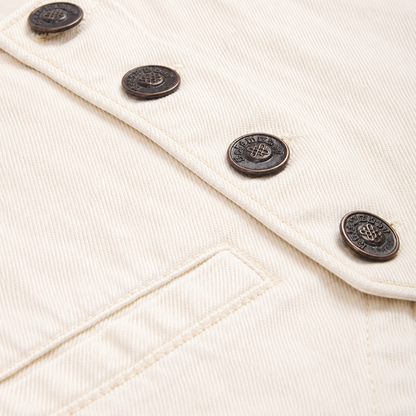 Knit N Knot Girls Beige Solid Sleeveless Waistcoat | Premium Textured Round-Neck Button Closure Casual, Party Vest Jacket Top| Stylish Casual Layering Jacket