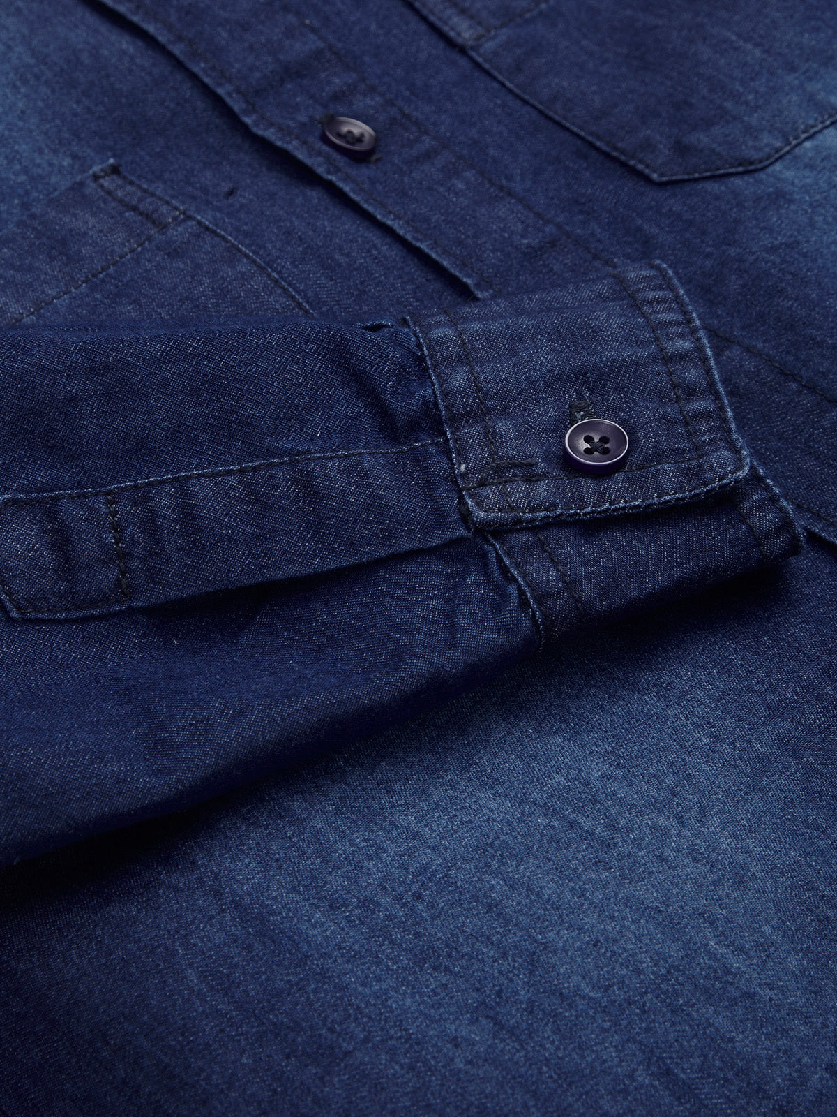 Knit N Knot Boys Denim Casual Shirt Full Sleeves, Stone-Washed Indigo Blue, Double Chest Pockets, Stylish Kids Jeans Shirt, Western Look Cotton Jacket