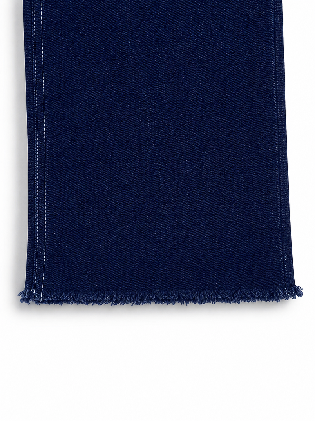 Knit N Knot Girls Wide Leg Jeans | Solid Indigo High Waist Denim Jeans with Frayed Hem | Relaxed Fit Casual Jeans for Girls | Kids Denim Bottom Wear